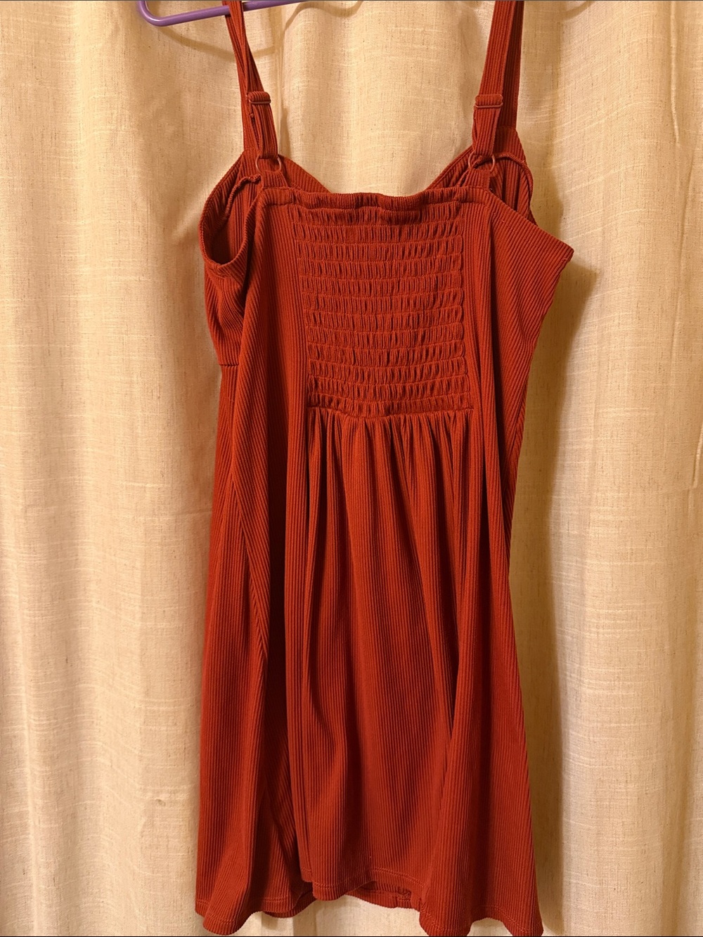 No Boundaries Rust Red Button-Front Mini Dress - Picture 3 of 3